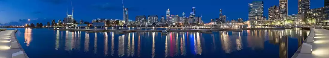 Panorama image of Melbourne from the water