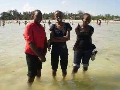 Local girls enjoying the beach in Mombasa