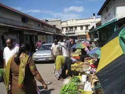 Mombasa typical side street and stalls