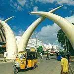 Local taxi under tusks