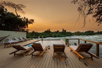 View of the Lemala Wildwaters Lodge in Uganda