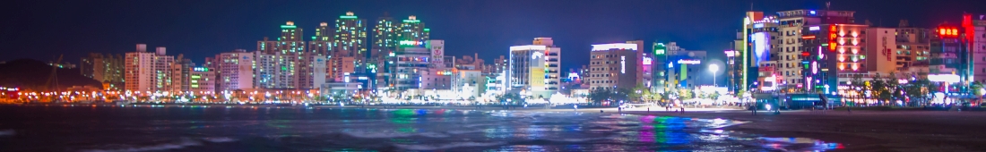 Panoramic picture of Pohang waterfront at night