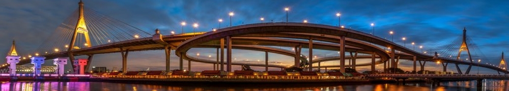 View of Bangkok bridge at night