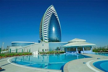 View of the Yyldyz Hotel in Turkmenistan