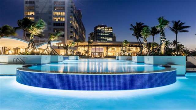 Caribe Hilton pool at night