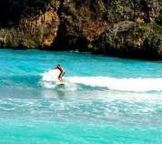 Surfing in Boston Bay