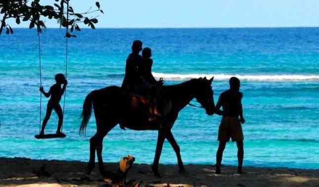 Horse riding on Winnifred beach Jamaica