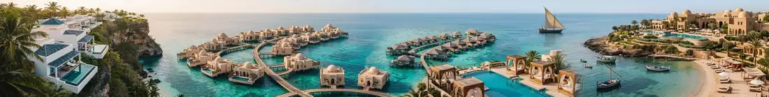 Panorama images of luxury resorts