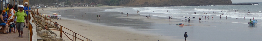 Panorama image of beach in Montanita Ecuador