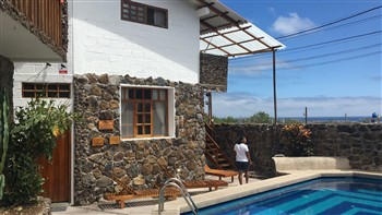 View of the Hotel Cabanas Pimampiro in San Cristobal
