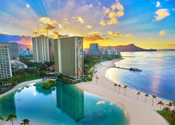 View of the Hilton Hawaiian Village in Hawaii
