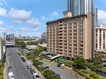 View of the Pagoda Hotel in Hawaii