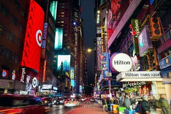 View of the Hilton Times Square in Manhattan