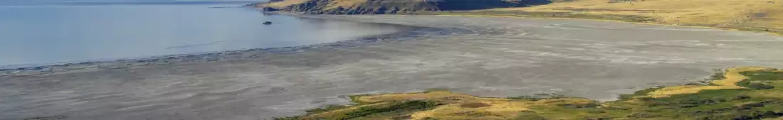 Panorama image of Salt Lake water front in USA
